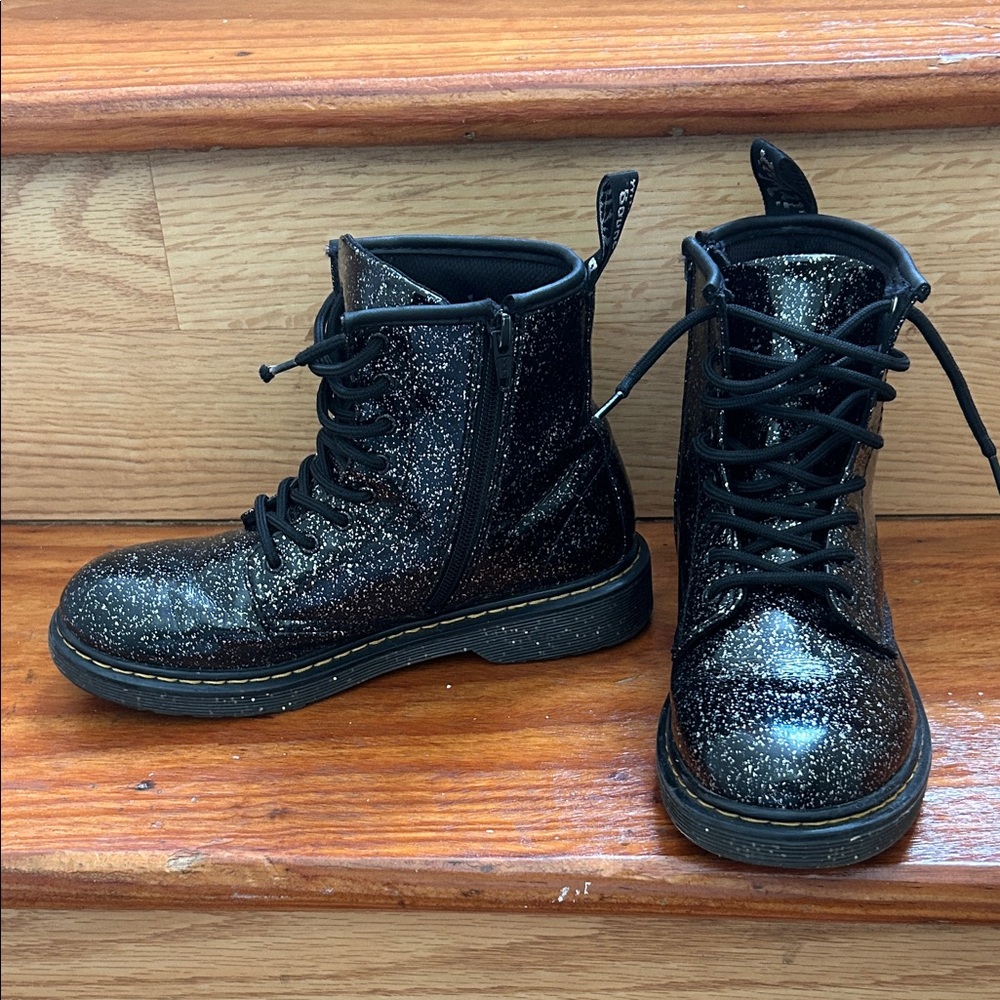 Dr. Martens Black Glitter Kids Boots